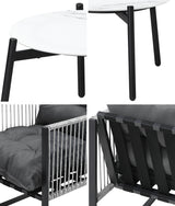 Livsip 3PCS Outdoor Patio Set 50cm White Table Cushioned Armchairs - Side View