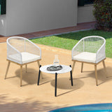 Livsip 3pcs Outdoor Patio Set 50cm Table Beige and Natural Chairs - Close-Up Angle