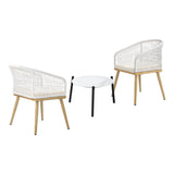 Livsip 3pcs Outdoor Patio Set 50cm Table Beige and Natural Chairs