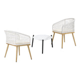 Livsip 3pcs Outdoor Patio Set 50cm Table Beige and Natural Chairs