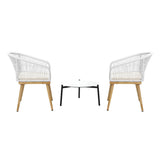Livsip 3pcs Outdoor Patio Set 50cm Table Beige and Natural Chairs