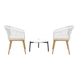 Livsip 3pcs Outdoor Patio Set 50cm Table Beige and Natural Chairs - 45-Degree Angle