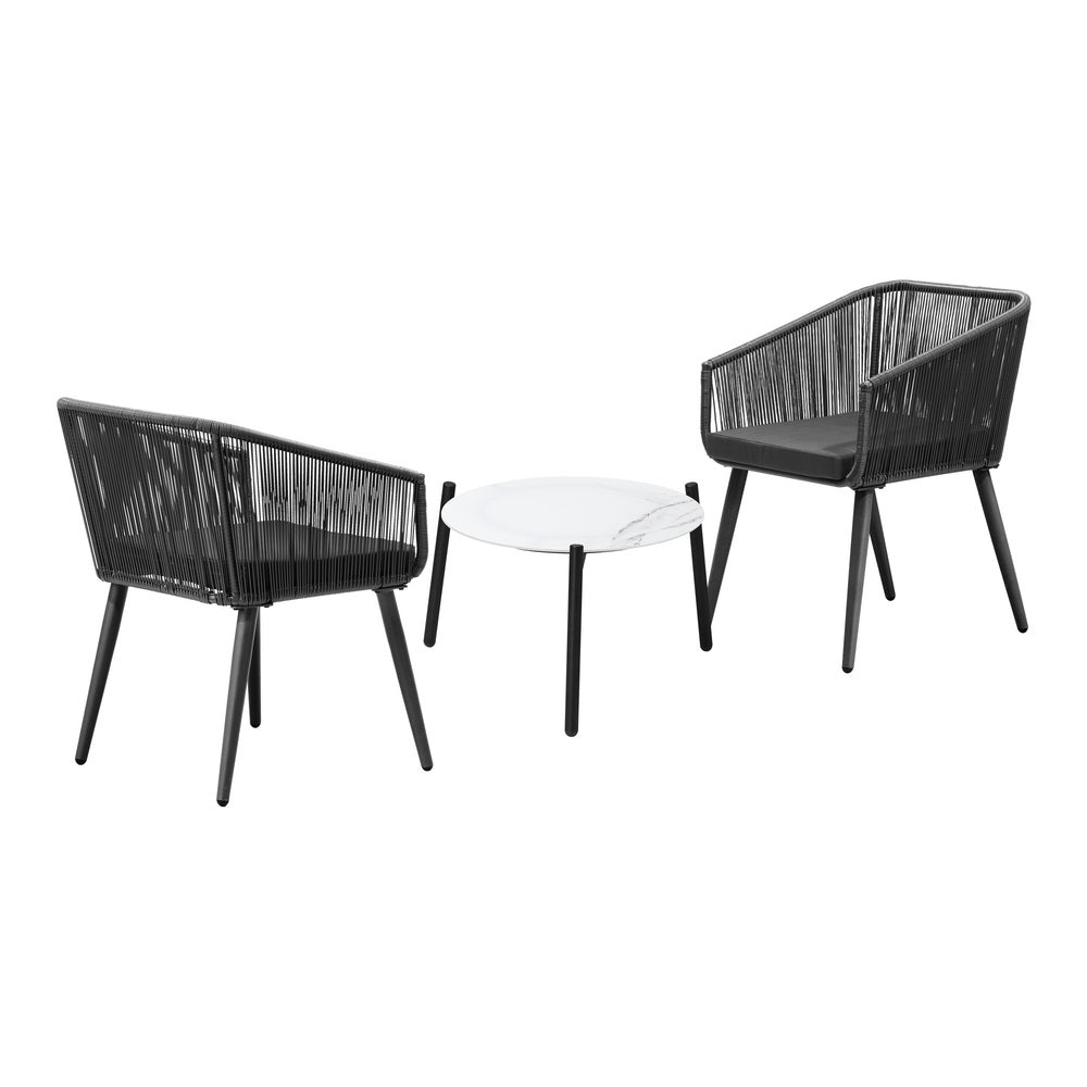 Livsip 3PCS Outdoor Lounge Set 50cm Coffee Table Polyester Chair Rope