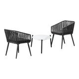 Livsip 3PCS Outdoor Lounge Set 50cm Coffee Table Polyester Chair Rope