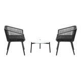 Livsip 3PCS Outdoor Lounge Set 50cm Coffee Table Polyester Chair Rope