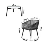 Livsip 3PCS Outdoor Lounge Set 50cm Coffee Table Polyester Chair Rope