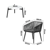 Livsip 3PCS Outdoor Lounge Set 50cm Coffee Table Polyester Chair Rope - Close-Up Angle