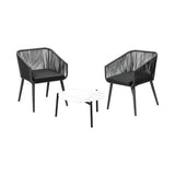 Livsip 3PCS Outdoor Lounge Set 50cm Coffee Table Polyester Chair Rope