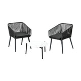 Livsip 3PCS Outdoor Lounge Set 50cm Coffee Table Polyester Chair Rope - Top-Down View