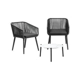 Livsip 3PCS Outdoor Lounge Set 50cm Coffee Table Polyester Chair Rope - Front View