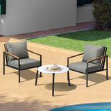 Livsip 3PCS Outdoor Lounge Set Coffee Side Table with Chairs