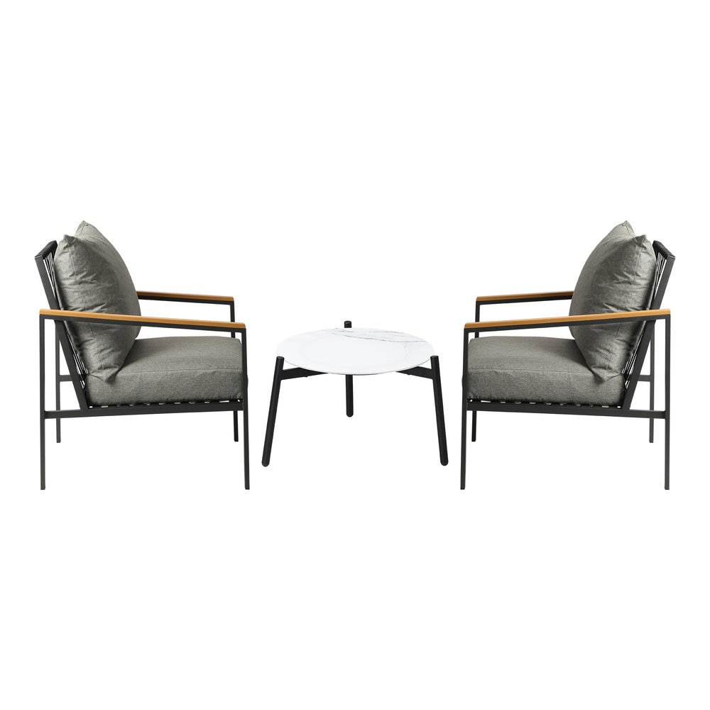 Livsip 3PCS Outdoor Lounge Set Coffee Side Table with Chairs