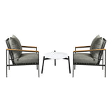 Livsip 3PCS Outdoor Lounge Set Coffee Side Table with Chairs - 45-Degree Angle