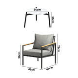 Livsip 3PCS Outdoor Lounge Set Coffee Side Table with Chairs