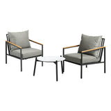 Livsip 3PCS Outdoor Lounge Set Coffee Side Table with Chairs - Side View