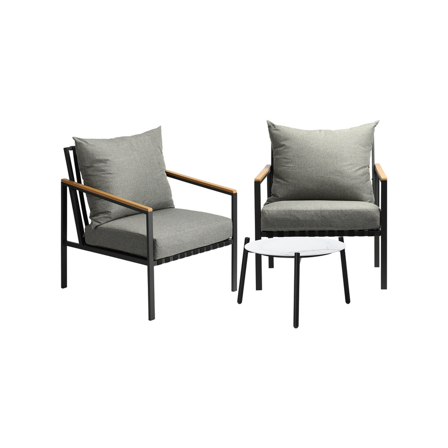 Livsip 3PCS Outdoor Lounge Set Coffee Side Table with Chairs