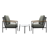 Livsip 3PCS Outdoor Patio Lounge Set 50cm Coffee Table Sofa Chairs
