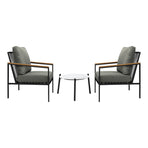 Livsip 3PCS Outdoor Patio Lounge Set 50cm Coffee Table Sofa Chairs