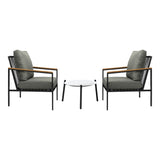 Livsip 3PCS Outdoor Patio Lounge Set 50cm Coffee Table Sofa Chairs - Front View