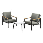 Livsip 3PCS Outdoor Patio Lounge Set 50cm Coffee Table Sofa Chairs