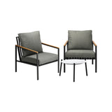 Livsip 3PCS Outdoor Patio Lounge Set 50cm Coffee Table Sofa Chairs