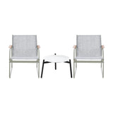 Livsip 3PCS Outdoor Bistro Set 50cm Coffee Table Textilene Patio Chair