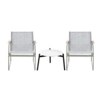 Livsip 3PCS Outdoor Bistro Set 50cm Coffee Table Textilene Patio Chair