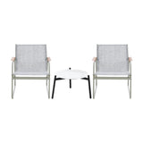 Livsip 3PCS Outdoor Bistro Set 50cm Coffee Table Textilene Patio Chair - 45-Degree Angle