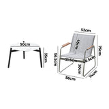Livsip 3PCS Outdoor Bistro Set 50cm Coffee Table Textilene Patio Chair