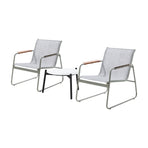 Livsip 3PCS Outdoor Bistro Set 50cm Coffee Table Textilene Patio Chair