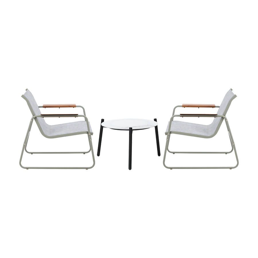Livsip 3PCS Outdoor Bistro Set 50cm Coffee Table Textilene Patio Chair