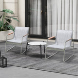 Livsip 3PCS Outdoor Bistro Set 50cm Coffee Table Textilene Patio Chair