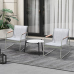 Livsip 3PCS Outdoor Bistro Set 50cm Coffee Table Textilene Patio Chair