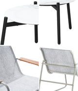 Livsip 3PCS Outdoor Bistro Set 50cm Coffee Table Textilene Patio Chair - Low Angle
