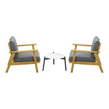 Livsip 3PCS Outdoor Lounge Set 50cm White Coffee Side Table - Rear View