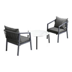 Livsip 3PCS Outdoor Patio Set White 70cm Coffee Table Grey Chairs