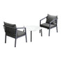 Livsip 3PCS Outdoor Patio Set White 70cm Coffee Table Grey Chairs