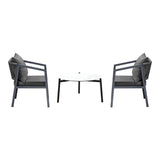 Livsip 3PCS Outdoor Patio Set White 70cm Coffee Table Grey Chairs