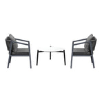 Livsip 3PCS Outdoor Patio Set White 70cm Coffee Table Grey Chairs