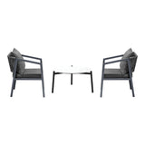 Livsip 3PCS Outdoor Patio Set White 70cm Coffee Table Grey Chairs - Top-Down View