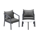 Livsip 3PCS Outdoor Patio Set White 70cm Coffee Table Grey Chairs