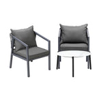 Livsip 3PCS Outdoor Patio Set White 70cm Coffee Table Grey Chairs