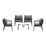 Livsip 4 Seater Outdoor Patio Set White 70cm Coffee Table Grey Chair