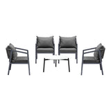 Livsip 4 Seater Outdoor Patio Set White 70cm Coffee Table Grey Chair - 45-Degree Angle