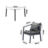 Livsip 4 Seater Outdoor Patio Set White 70cm Coffee Table Grey Chair