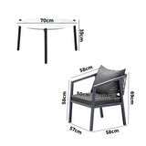 Livsip 4 Seater Outdoor Patio Set White 70cm Coffee Table Grey Chair - Top-Down View