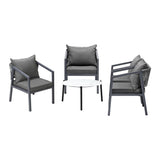 Livsip 4 Seater Outdoor Patio Set White 70cm Coffee Table Grey Chair