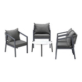 Livsip 4 Seater Outdoor Patio Set White 70cm Coffee Table Grey Chair - Side View