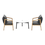 Livsip 3PCS Outdoor Patio Set 70cm Coffee Table Grey and Natural Chairs