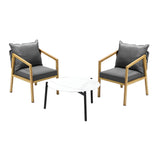 Livsip 3PCS Outdoor Patio Set 70cm Coffee Table Grey and Natural Chairs - Top-Down View
